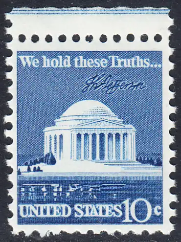 USA Michel 1127 / Scott 1510 postfrisch EINZELMARKE RAND oben - Jefferson-Denkmal, Washington, DC