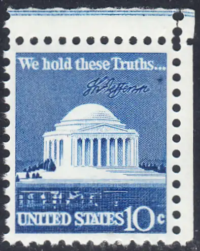 USA Michel 1127 / Scott 1510 postfrisch EINZELMARKE ECKRAND oben rechts - Jefferson-Denkmal, Washington, DC