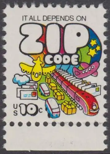 USA Michel 1129 / Scott 1511 postfrisch EINZELMARKE RAND unten - Posttransport