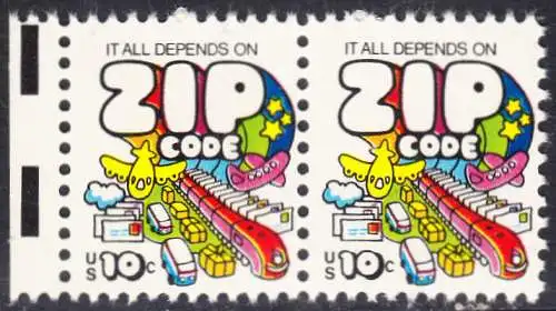 USA Michel 1129 / Scott 1511 postfrisch horiz.PAAR RAND links - Posttransport