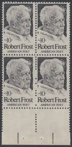USA Michel 1133 / Scott 1526 postfrisch BLOCK RÄNDER unten (a2) - Robert Lee Frost (1874-1963), Lyriker 