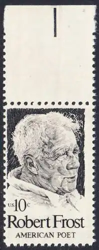 USA Michel 1133 / Scott 1526 postfrisch EINZELMARKE RAND oben (a2) - Robert Lee Frost (1874-1963), Lyriker 