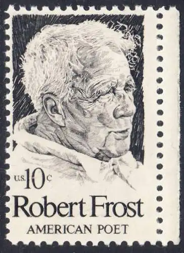 USA Michel 1133 / Scott 1526 postfrisch EINZELMARKE RAND rechts - Robert Lee Frost (1874-1963), Lyriker 