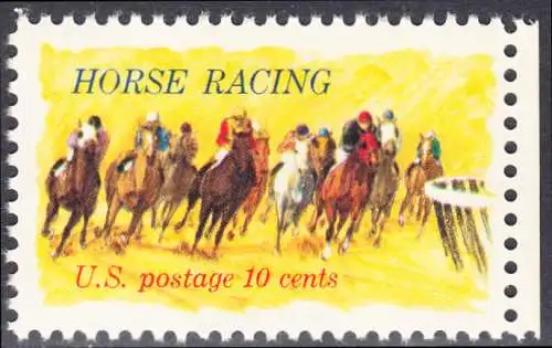 USA Michel 1135 / Scott 1528 postfrisch EINZELMARKE RAND rechts (a2) - Pferderennen „Kentucky Derby“; Derby-Reiter 