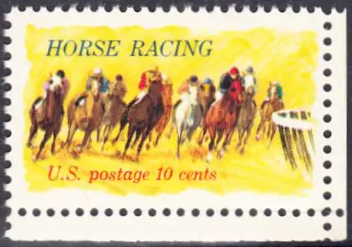 USA Michel 1135 / Scott 1528 postfrisch EINZELMARKE ECKRAND unten rechts - Pferderennen „Kentucky Derby“; Derby-Reiter 
