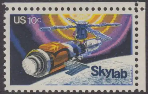 USA Michel 1136 / Scott 1529 postfrisch EINZELMARKE ECKRAND oben rechts - Raumfahrtunternehmen Skylab