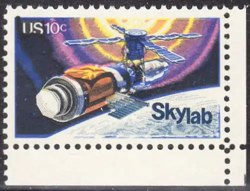 USA Michel 1136 / Scott 1529 postfrisch EINZELMARKE ECKRAND unten rechts - Raumfahrtunternehmen Skylab