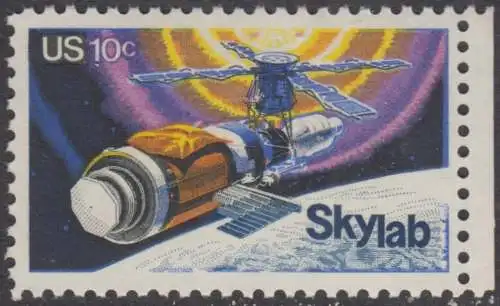 USA Michel 1136 / Scott 1529 postfrisch EINZELMARKE RAND rechts (a1) - Raumfahrtunternehmen Skylab