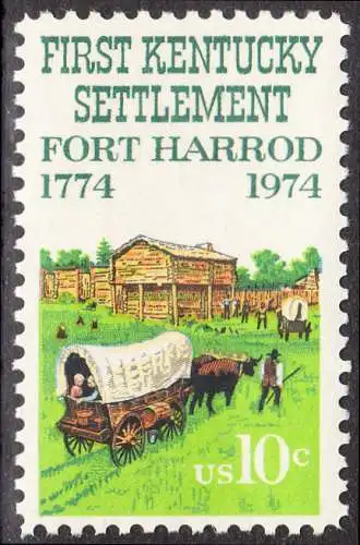 USA Michel 1149 / Scott 1542 postfrisch EINZELMARKE (a4) - Besiedelung von Kentucky; Planwagen vor Fort Harrod 