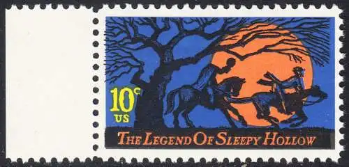 USA Michel 1158 / Scott 1548 postfrisch EINZELMARKE RAND links - Amerikanische Folklore: Legend of Sleepy Hollow 