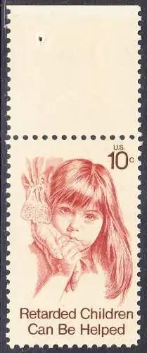 USA Michel 1159 / Scott 1549 postfrisch EINZELMARKERAND oben (a2) - Hilfe für behinderte Kinder