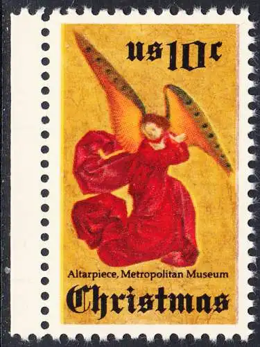 USA Michel 1160 / Scott 1550 postfrisch EINZELMARKE RAND links (a2) - Weihnachten; Engel, Altarbild eines unbekannten französischen Meisters