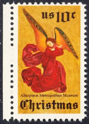 USA Michel 1160 / Scott 1550 postfrisch EINZELMARKE RAND links (a3) - Weihnachten; Engel, Altarbild eines unbekannten französischen Meisters