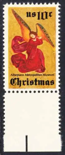 USA Michel 1160 / Scott 1550 postfrisch EINZELMARKE RAND unten (a2) - Weihnachten; Engel, Altarbild eines unbekannten französischen Meisters
