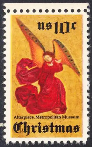 USA Michel 1160 / Scott 1550 postfrisch EINZELMARKE RAND oben (a1) - Weihnachten; Engel, Altarbild eines unbekannten französischen Meisters