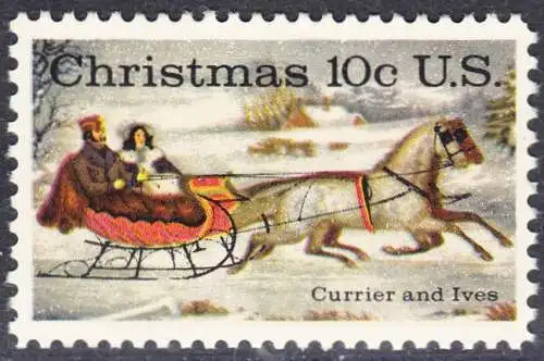 USA Michel 1161 / Scott 1551 postfrisch EINZELMARKE (a2) - Weihnachten; Schlittenfahrt; Zeichnung von Otto Knirsch