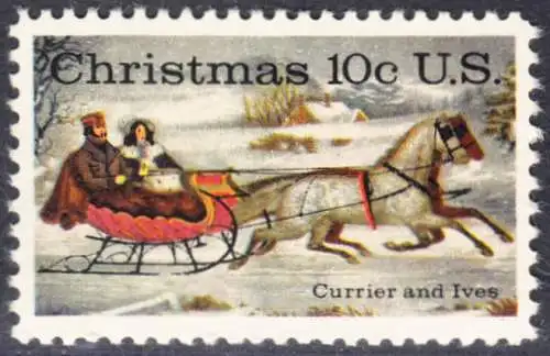 USA Michel 1161 / Scott 1551 postfrisch EINZELMARKE (a3) - Weihnachten; Schlittenfahrt; Zeichnung von Otto Knirsch