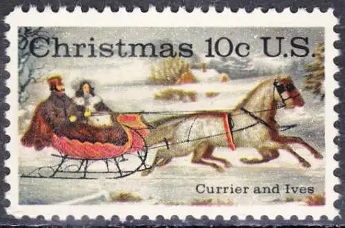 USA Michel 1161 / Scott 1551 postfrisch EINZELMARKE (a4) - Weihnachten; Schlittenfahrt; Zeichnung von Otto Knirsch