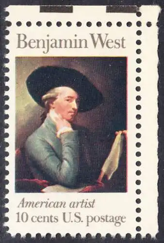 USA Michel 1163 / Scott 1553 postfrisch EINZELMARKE ECKRAND oben rechts - Amerikanische Künstler: Benjamin West, Maler