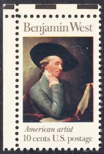USA Michel 1163 / Scott 1553 postfrisch EINZELMARKE ECKRAND oben links- Amerikanische Künstler: Benjamin West, Maler