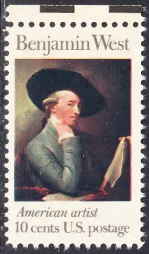 USA Michel 1163 / Scott 1553 postfrisch EINZELMARKE RAND oben (a1) - Amerikanische Künstler: Benjamin West, Maler