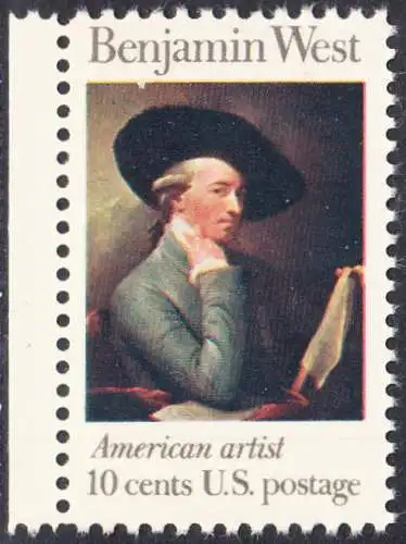 USA Michel 1163 / Scott 1553 postfrisch EINZELMARKE RAND links - Amerikanische Künstler: Benjamin West, Maler