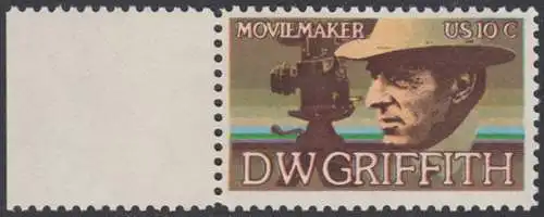USA Michel 1173 / Scott 1555 postfrisch EINZELMRKE RAND links (a2) - Amerikanische Künstler: David Wark Griffith, Filmregissuer und -produzent