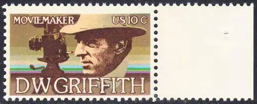 USA Michel 1173 / Scott 1555 postfrisch EINZELMRKE RAND rechts (a3) - Amerikanische Künstler: David Wark Griffith, Filmregissuer und -produzent
