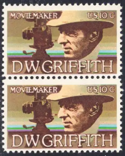 USA Michel 1173 / Scott 1555 postfrisch vert.PAAR - Amerikanische Künstler: David Wark Griffith, Filmregissuer und -produzent