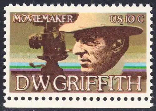 USA Michel 1173 / Scott 1555 postfrisch EINZELMRKE RAND unten - Amerikanische Künstler: David Wark Griffith, Filmregissuer und -produzent