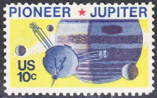 USA Michel 1164 / Scott 1556 postfrisch EINZELMARKE (a2) - Pioneer-Programm zur Erforschung des Planeten Jupiter; Raumsonde Pioneer, Planet Jupiter mit Monden