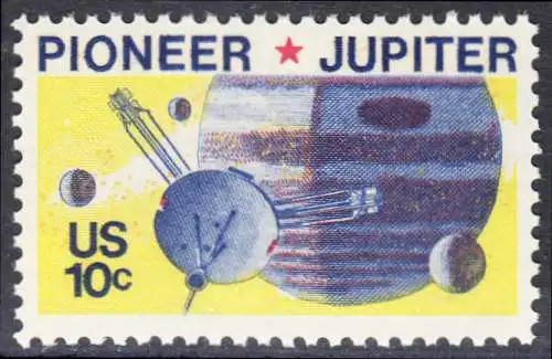 USA Michel 1164 / Scott 1556 postfrisch EINZELMARKE (a3) - Pioneer-Programm zur Erforschung des Planeten Jupiter; Raumsonde Pioneer, Planet Jupiter mit Monden