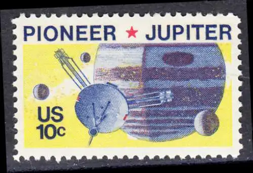 USA Michel 1164 / Scott 1556 postfrisch EINZELMARKE (a4) - Pioneer-Programm zur Erforschung des Planeten Jupiter; Raumsonde Pioneer, Planet Jupiter mit Monden