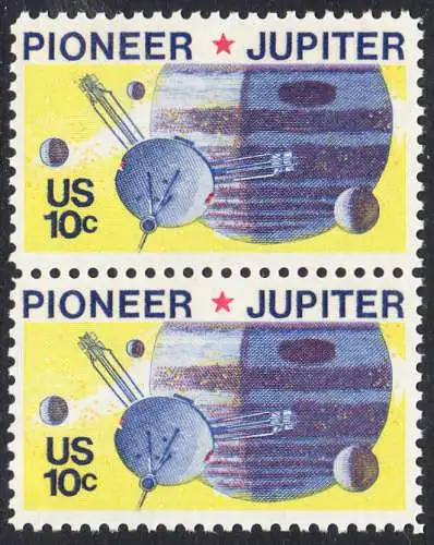 USA Michel 1164 / Scott 1556 postfrisch vert.PAAR - Pioneer-Programm zur Erforschung des Planeten Jupiter; Raumsonde Pioneer, Planet Jupiter mit Monden