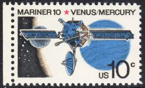 USA Michel 1170 / Scott 1557 postfrisch EINZELMARKE RAND links (a2) - Mariner-10-Programm zur Erforschung der Planeten Venus und Merkur