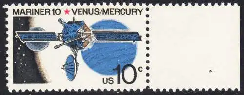 USA Michel 1170 / Scott 1557 postfrisch EINZELMARKE RAND rechts (a3) - Mariner-10-Programm zur Erforschung der Planeten Venus und Merkur