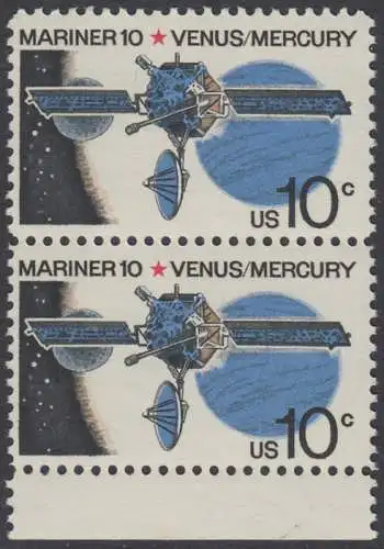 USA Michel 1170 / Scott 1557 postfrisch vert.PAAR RÄNDER unten (a2) - Mariner-10-Programm zur Erforschung der Planeten Venus und Merkur