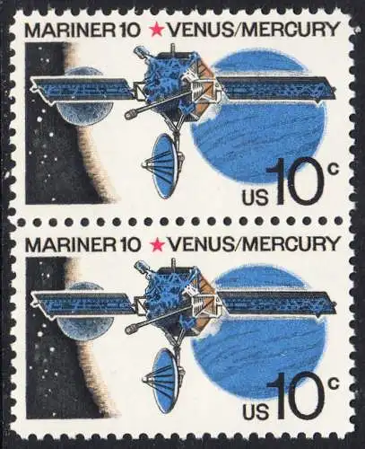 USA Michel 1170 / Scott 1557 postfrisch vert.PAAR - Mariner-10-Programm zur Erforschung der Planeten Venus und Merkur
