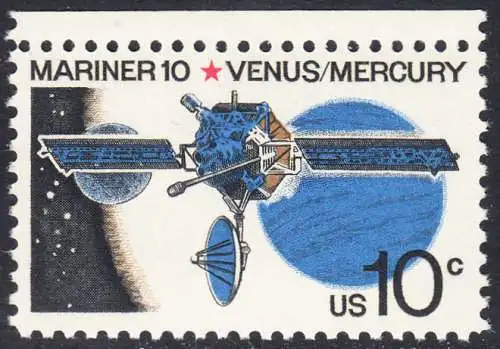 USA Michel 1170 / Scott 1557 postfrisch EINZELMARKE RAND oben - Mariner-10-Programm zur Erforschung der Planeten Venus und Merkur