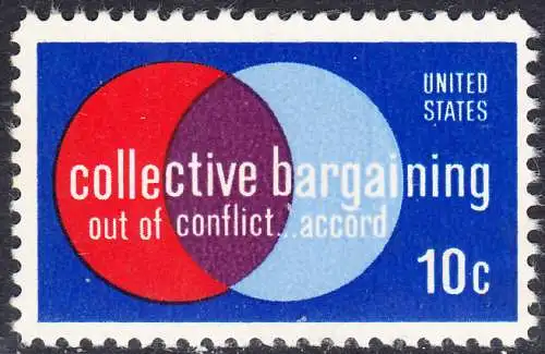 USA Michel 1165 / Scott 1558 postfrisch EINZELMARKE (a2) - Partnerschaftliche Verhandlungen zwischen Arbeitnehmern und Arbeitgebern; Symbolik der Zusammenarbeit  