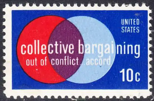 USA Michel 1165 / Scott 1558 postfrisch EINZELMARKE (a3) - Partnerschaftliche Verhandlungen zwischen Arbeitnehmern und Arbeitgebern; Symbolik der Zusammenarbeit  