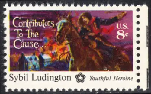 USA Michel 1166 / Scott 1559 postfrisch EINZELMARKE RAND rechts (a1) - 200 Jahre Unabhängigkeit der Vereinigten Staaten von Amerika (1976): Sybil Ludington (1761-1839)