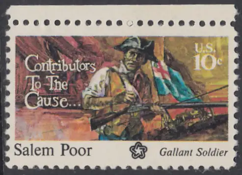 USA Michel 1167 / Scott 1560 postfrisch EINZELMARKE RAND oben (a2) - 200 Jahre Unabhängigkeit der Vereinigten Staaten von Amerika (1976): Salem Poor (1747-1802) 