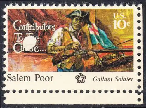 USA Michel 1167 / Scott 1560 postfrisch EINZELMARKE ECKRAND unten rechts - 200 Jahre Unabhängigkeit der Vereinigten Staaten von Amerika (1976): Salem Poor (1747-1802) 