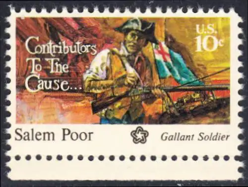 USA Michel 1167 / Scott 1560 postfrisch EINZELMARKE RAND unten - 200 Jahre Unabhängigkeit der Vereinigten Staaten von Amerika (1976): Salem Poor (1747-1802) 