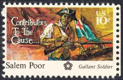 USA Michel 1167 / Scott 1560 postfrisch EINZELMARKE RAND rechts- 200 Jahre Unabhängigkeit der Vereinigten Staaten von Amerika (1976): Salem Poor (1747-1802) 