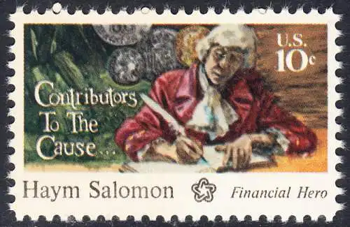 USA Michel 1168 / Scott 1561 postfrisch EINZELMARKE (a3) - 200 Jahre Unabhängigkeit der Vereinigten Staaten von Amerika (1976): Haym Salomon (1740-1795)