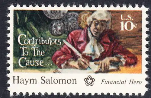 USA Michel 1168 / Scott 1561 postfrisch EINZELMARKE (a4) - 200 Jahre Unabhängigkeit der Vereinigten Staaten von Amerika (1976): Haym Salomon (1740-1795)
