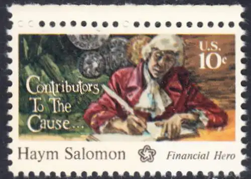 USA Michel 1168 / Scott 1561 postfrisch EINZELMARKE RAND oben - 200 Jahre Unabhängigkeit der Vereinigten Staaten von Amerika (1976): Haym Salomon (1740-1795)