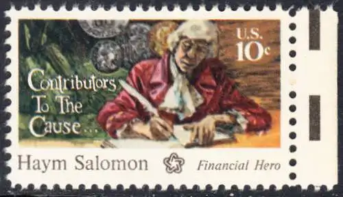 USA Michel 1168 / Scott 1561 postfrisch EINZELMARKE RAND rechts (a1) - 200 Jahre Unabhängigkeit der Vereinigten Staaten von Amerika (1976): Haym Salomon (1740-1795)